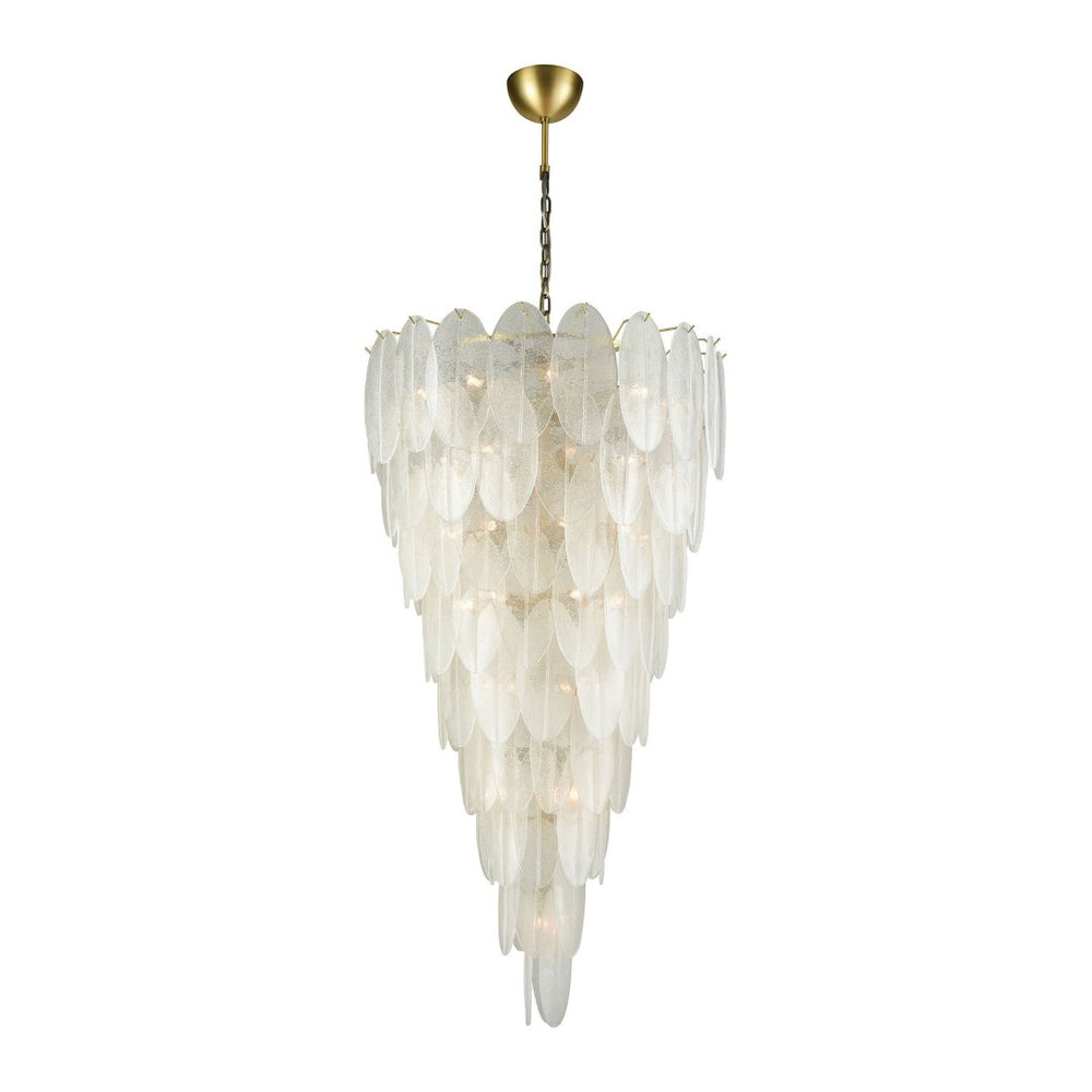 Atlas Hush 42-Light Chandelier - Aged Brass & Frosted Glass, Multi-Tiered Cascade for Elegant Spaces CL12002-BS