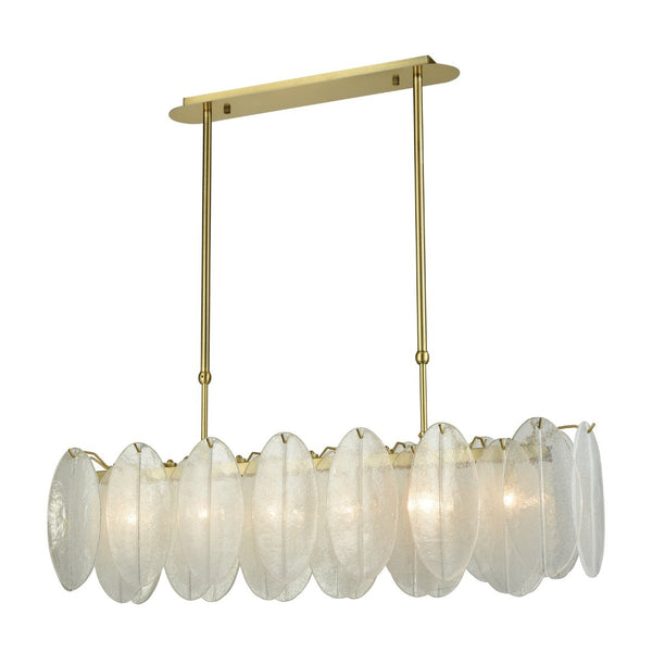 Atlas Hush 47'' Wide 6-Light Linear Chandelier - Timeless Aged Brass & Frosted Glass for Modern Spaces CL12004-BS