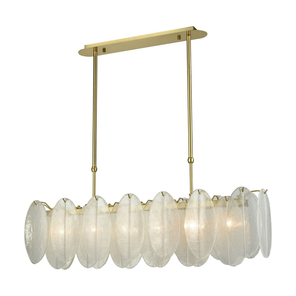 Atlas Hush 47'' Wide 6-Light Linear Chandelier - Timeless Aged Brass & Frosted Glass for Modern Spaces CL12004-BS