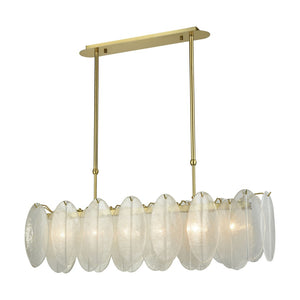 Atlas Hush 47'' Wide 6-Light Linear Chandelier - Timeless Aged Brass & Frosted Glass for Modern Spaces CL12004-BS