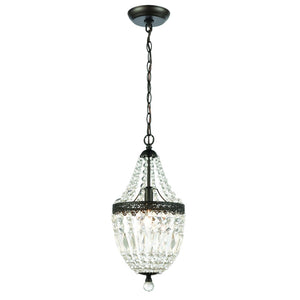 Atlas Morley 1-Light Mini Pendant - Dark Bronze Chandelier with Crystal Accents for Elegant Spaces CL12012-CL