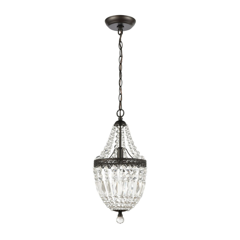 Atlas Morley 1-Light Mini Pendant - Dark Bronze Chandelier with Crystal Accents for Elegant Spaces CL12012-CL