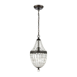 Atlas Morley 1-Light Mini Pendant - Dark Bronze Chandelier with Crystal Accents for Elegant Spaces CL12012-CL