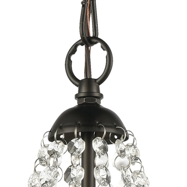 Atlas Morley 1-Light Mini Pendant - Dark Bronze Chandelier with Crystal Accents for Elegant Spaces CL12012-CL