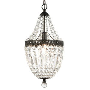 Atlas Morley 1-Light Mini Pendant - Dark Bronze Chandelier with Crystal Accents for Elegant Spaces CL12012-CL