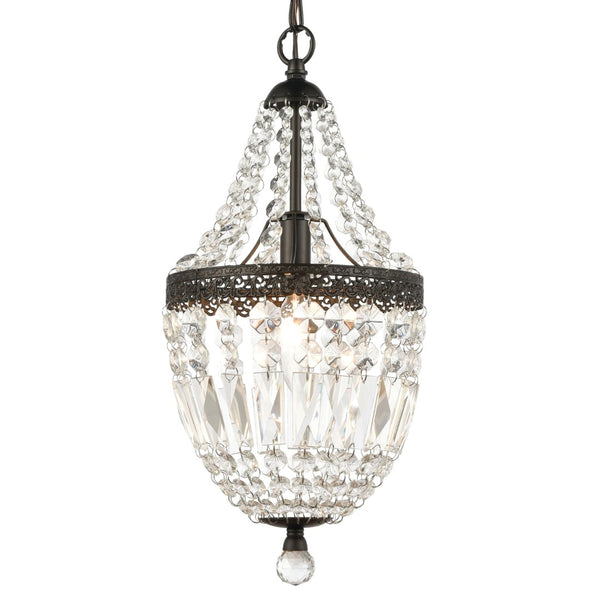 Atlas Morley 1-Light Mini Pendant - Dark Bronze Chandelier with Crystal Accents for Elegant Spaces CL12012-CL