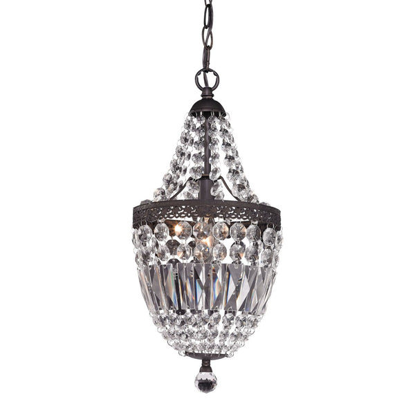 Atlas Morley 1-Light Mini Pendant - Dark Bronze Chandelier with Crystal Accents for Elegant Spaces CL12012-CL