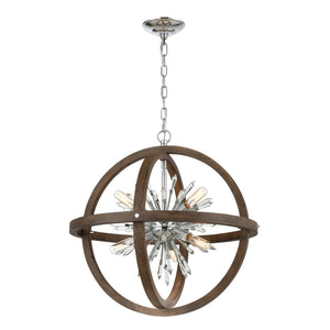 Atlas Morning Star 30'' Wide 12-Light Chandelier - Aged Fir & Chrome Finish for Elegant Spaces CL12013-BN