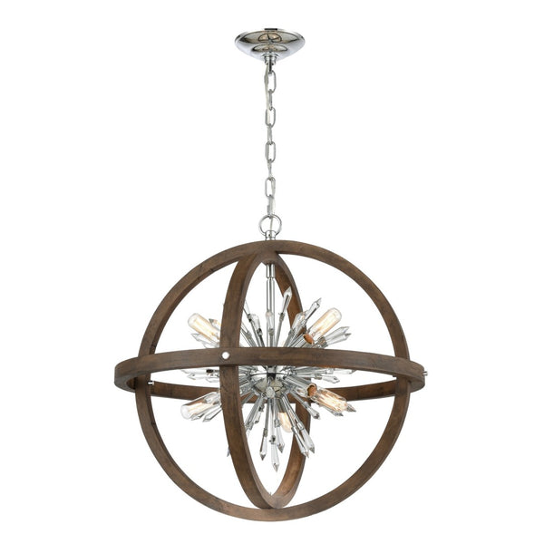Atlas Morning Star 30'' Wide 12-Light Chandelier - Aged Fir & Chrome Finish for Elegant Spaces CL12013-BN