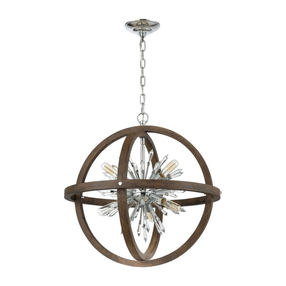 Atlas Morning Star 30'' Wide 12-Light Chandelier - Aged Fir & Chrome Finish for Elegant Spaces CL12013-BN