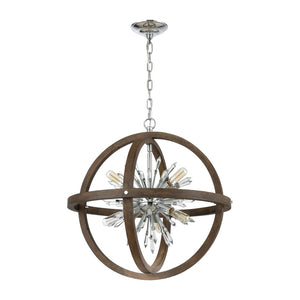 Atlas Morning Star 30'' Wide 12-Light Chandelier - Aged Fir & Chrome Finish for Elegant Spaces CL12013-BN