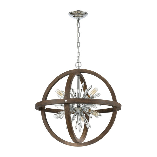 Atlas Morning Star 30'' Wide 12-Light Chandelier - Aged Fir & Chrome Finish for Elegant Spaces CL12013-BN