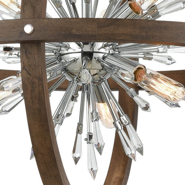 Atlas Morning Star 30'' Wide 12-Light Chandelier - Aged Fir & Chrome Finish for Elegant Spaces CL12013-BN