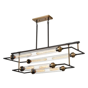 Atlas North By North East 40" Wide 8-Light Linear Chandelier - Urban Industrial Elegance in Oil Bronze Finish CL12016-BZ