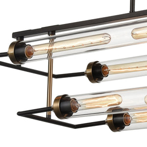 Atlas North By North East 40" Wide 8-Light Linear Chandelier - Urban Industrial Elegance in Oil Bronze Finish CL12016-BZ