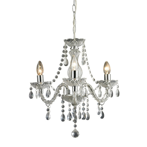 Atlas Theatre 3-Light Chandelier - Chic Crystal Elegance in Polished Chrome for Dining Rooms & Entryways CL12021-CL