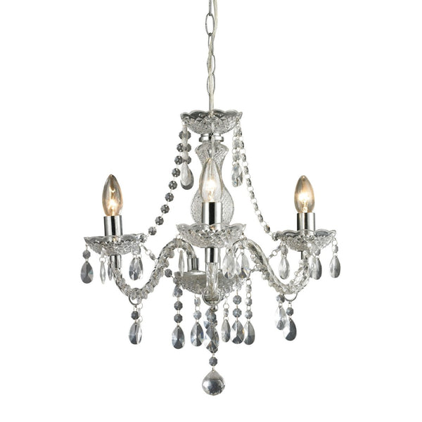 Atlas Theatre 3-Light Chandelier - Chic Crystal Elegance in Polished Chrome for Dining Rooms & Entryways CL12021-CL