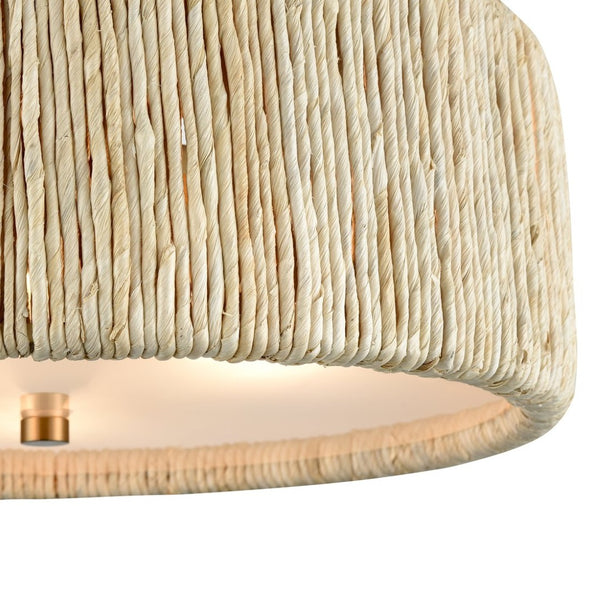 Atlas Abaca Handcrafted 2-Light Semi-Flush Mount Ceiling Fixture with Natural Rope Shade for Elegant Spaces Satin Brass 17'' CL12040-BS