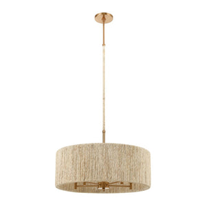 Atlas Abaca 4-Light Chandelier - Hand-Wrapped Rope Design with Modern Metallic Accents for Stylish Spaces Satin Brass 24'' CL12042-BS
