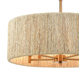 Atlas Abaca 4-Light Chandelier - Hand-Wrapped Rope Design with Modern Metallic Accents for Stylish Spaces Satin Brass 24'' CL12042-BS