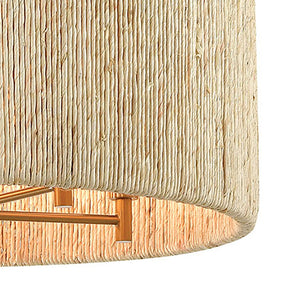 Atlas Abaca 4-Light Chandelier - Hand-Wrapped Rope Design with Modern Metallic Accents for Stylish Spaces Satin Brass 24'' CL12042-BS