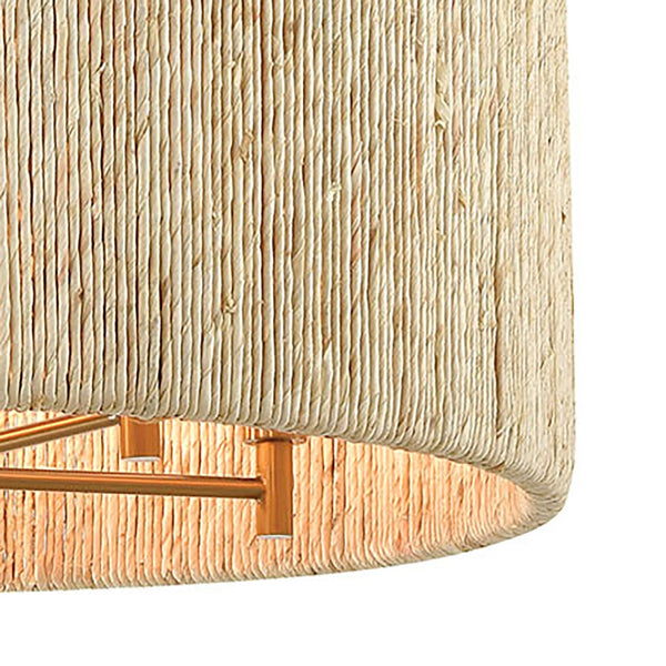 Atlas Abaca 4-Light Chandelier - Hand-Wrapped Rope Design with Modern Metallic Accents for Stylish Spaces Satin Brass 24'' CL12042-BS