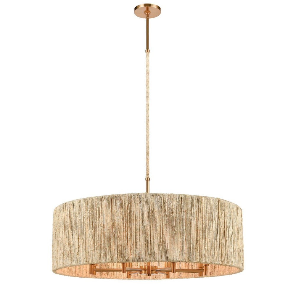 Atlas Abaca 4-Light Chandelier - Hand-Wrapped Rope Design with Modern Metallic Accents for Stylish Spaces Satin Brass 33'' CL12043-BS