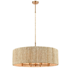 Atlas Abaca 4-Light Chandelier - Hand-Wrapped Rope Design with Modern Metallic Accents for Stylish Spaces Satin Brass 33'' CL12043-BS