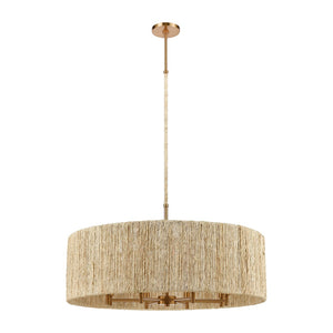 Atlas Abaca 4-Light Chandelier - Hand-Wrapped Rope Design with Modern Metallic Accents for Stylish Spaces Satin Brass 33'' CL12043-BS