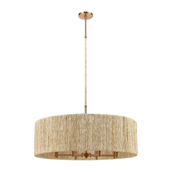 Atlas Abaca 4-Light Chandelier - Hand-Wrapped Rope Design with Modern Metallic Accents for Stylish Spaces Satin Brass 33'' CL12043-BS