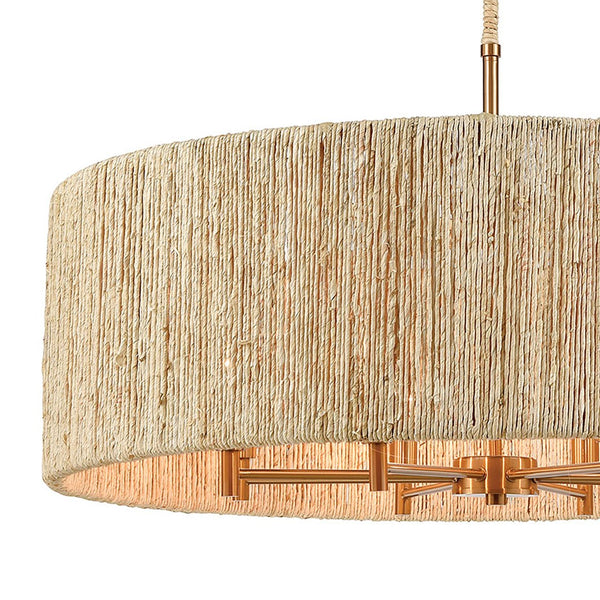 Atlas Abaca 4-Light Chandelier - Hand-Wrapped Rope Design with Modern Metallic Accents for Stylish Spaces Satin Brass 33'' CL12043-BS