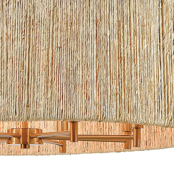 Atlas Abaca 4-Light Chandelier - Hand-Wrapped Rope Design with Modern Metallic Accents for Stylish Spaces Satin Brass 33'' CL12043-BS