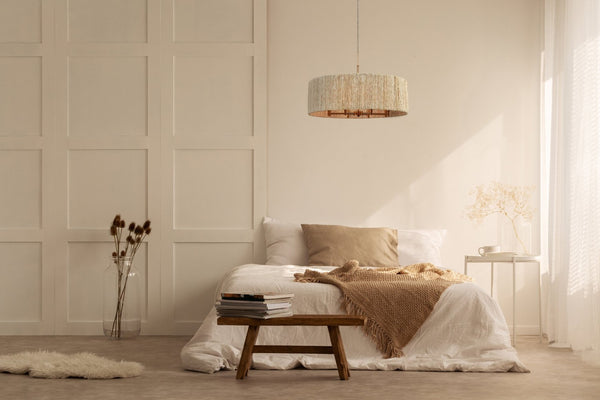 Atlas Abaca 4-Light Chandelier - Hand-Wrapped Rope Design with Modern Metallic Accents for Stylish Spaces Satin Brass 33'' CL12043-BS