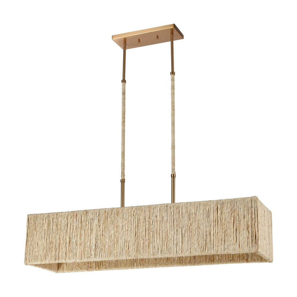 Atlas Abaca 40'' Wide Linear 5-Light Chandelier - Handcrafted Natural Rope & Elegant Satin Brass Finish CL12045-BS