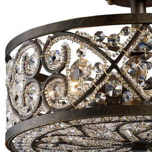 Atlas Amherst 13" Wide Antique Bronze 4-Light Semi Flush Mount - Elegant Crystal & Modern Design Fixture CL12053-BZ