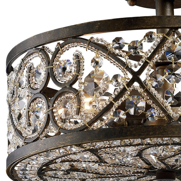 Atlas Amherst 13" Wide Antique Bronze 4-Light Semi Flush Mount - Elegant Crystal & Modern Design Fixture CL12053-BZ