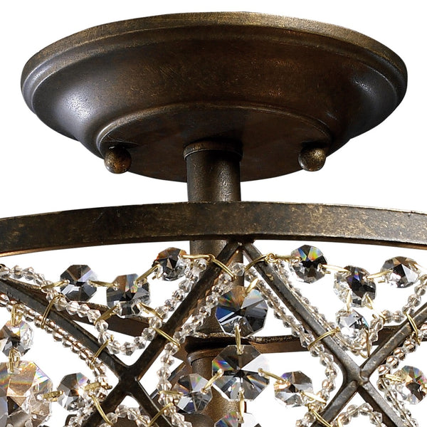 Atlas Amherst 13" Wide Antique Bronze 4-Light Semi Flush Mount - Elegant Crystal & Modern Design Fixture CL12053-BZ
