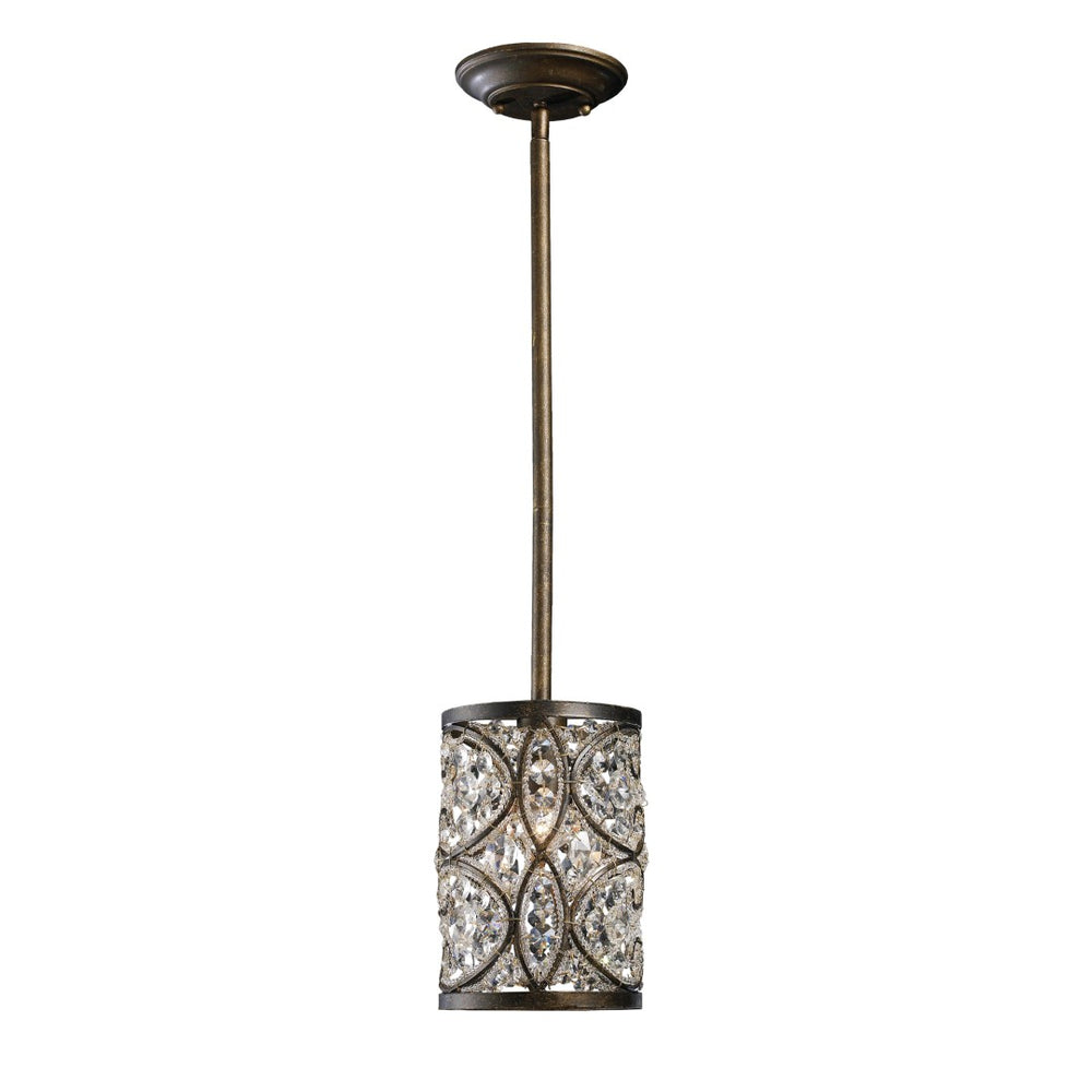 Atlas Amherst 6" Wide Mini Pendant Light - Elegant Antique Bronze Design with Crystal Accent for Home Spaces CL12054-BZ