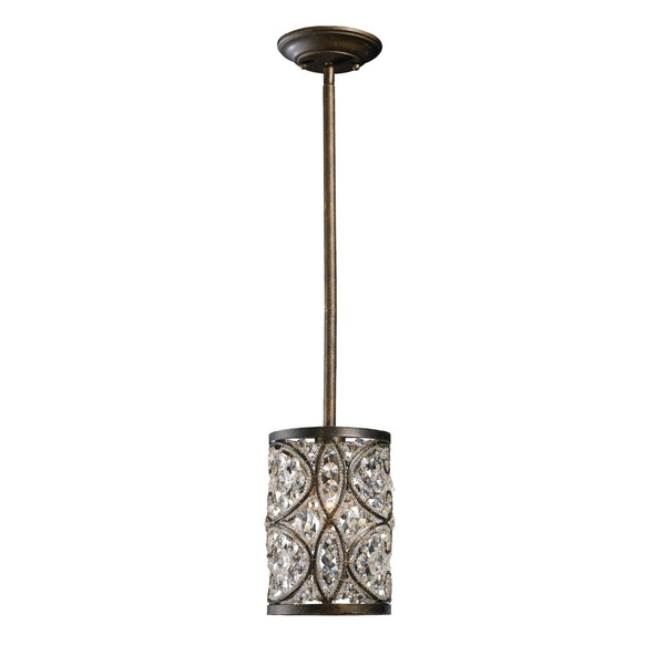Atlas Amherst 6" Wide Mini Pendant Light - Elegant Antique Bronze Design with Crystal Accent for Home Spaces CL12054-BZ