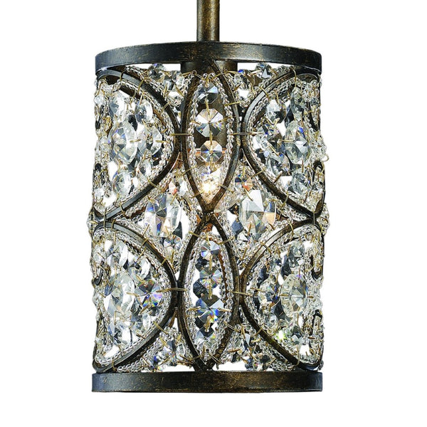 Atlas Amherst 6" Wide Mini Pendant Light - Elegant Antique Bronze Design with Crystal Accent for Home Spaces CL12054-BZ