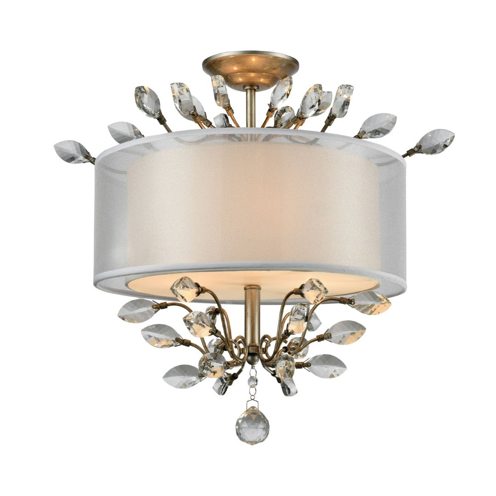 Atlas Asbury 19'' Wide 3-Light Semi Flush Mount - Nature-Inspired Design with Crystal Accents & Warm Glow CL12058-SV