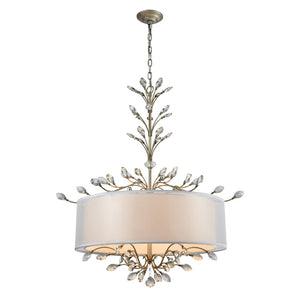 Atlas Asbury Chandelier with Crystal Accents and Nature-Inspired Design for Elegant Indoor Lighting Aged Silver 32'' CL12059-SV