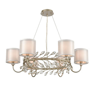 Atlas Asbury Chandelier with Crystal Accents and Nature-Inspired Design for Elegant Indoor Lighting Aged Silver 34'' CL12060-SV