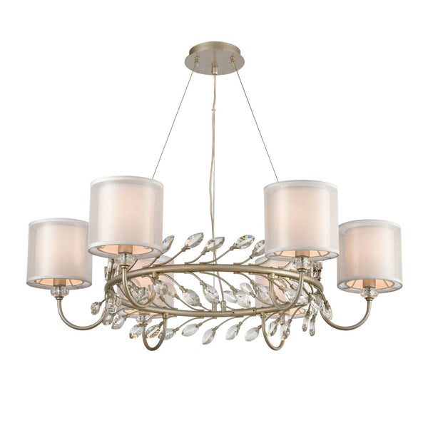 Atlas Asbury Chandelier with Crystal Accents and Nature-Inspired Design for Elegant Indoor Lighting Aged Silver 34'' CL12060-SV