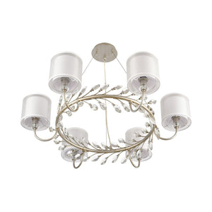 Atlas Asbury Chandelier with Crystal Accents and Nature-Inspired Design for Elegant Indoor Lighting Aged Silver 34'' CL12060-SV