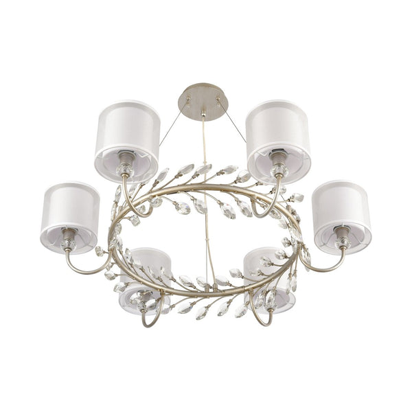 Atlas Asbury Chandelier with Crystal Accents and Nature-Inspired Design for Elegant Indoor Lighting Aged Silver 34'' CL12060-SV
