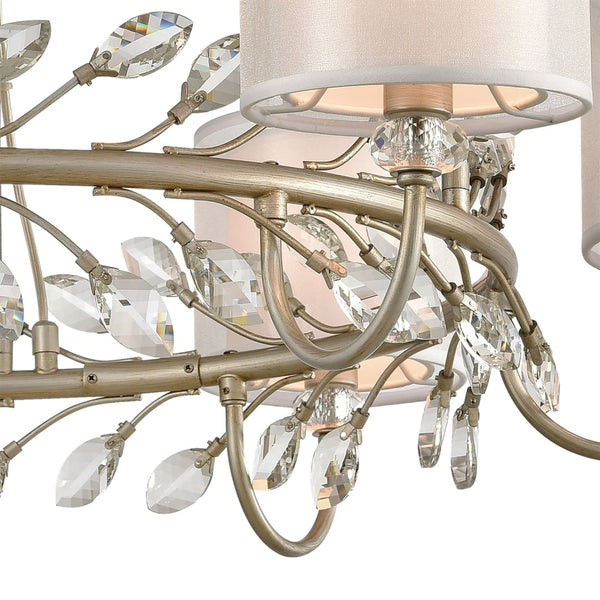Atlas Asbury Chandelier with Crystal Accents and Nature-Inspired Design for Elegant Indoor Lighting Aged Silver 34'' CL12060-SV