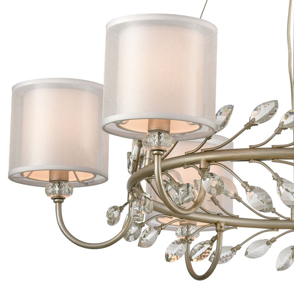 Atlas Asbury Chandelier with Crystal Accents and Nature-Inspired Design for Elegant Indoor Lighting Aged Silver 34'' CL12060-SV