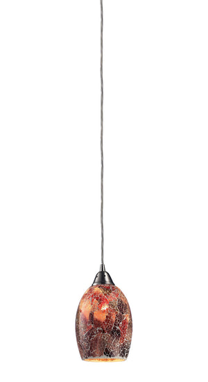Atlas Avalon 5'' Wide 1-Light Pendant - Hand-Painted Crackled Glass in Rich Maroon with Satin Nickel Finish CL12063-RD