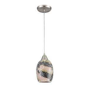 Atlas Avalon 5'' Wide 1-Light Pendant - Hand-Painted Crackled Glass in Rich Maroon with Satin Nickel Finish CL12063-RD